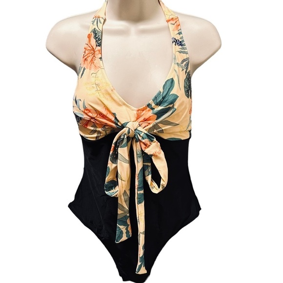 Nwt Cupshe Women Swim Melissa Floral Halter Back Tie One Piece Swimsuit medium - Picture 7 of 7